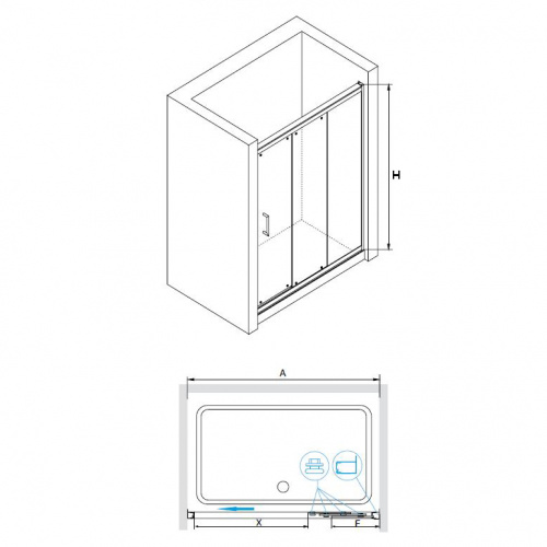 Душевая дверь RGW TO-17 R Прозрачное 1200