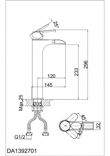 Смеситель для раковины высокий D&K Rhein Marx (DA1392701) фото 7
