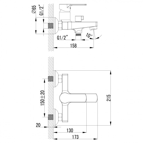 Смеситель для ванны Lemark Plus Grace (LM1512C) фото 4
