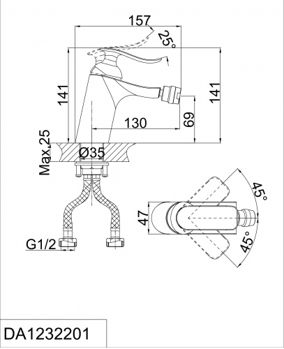 Смеситель для биде D&K Bayern.Liszt (DA1232201) фото 2
