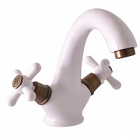 MK128.5BSM MORAVA RETRO - смеситель классический для умывальника, БЕЛЫЙ/БРОНЗА RAV Slezak