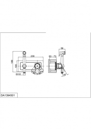 Смеситель с гигиеническим душем встраиваемый D&K Rhein Marx (DA1394501) фото 2