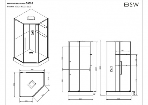 Душевая кабина Black&White G8895 с паром фото 5