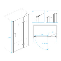 Душевая дверь RGW PA-07B R Прозрачное 1200