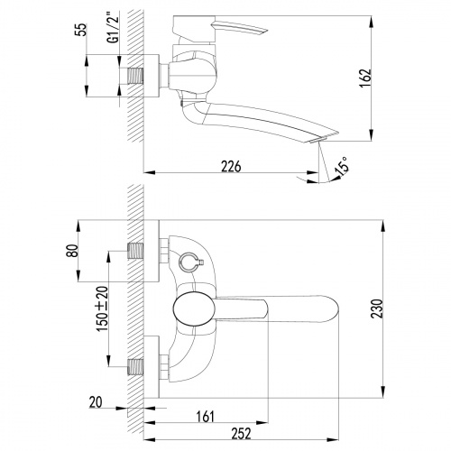 Смеситель для ванны Lemark Atlantiss (LM3214C) фото 3