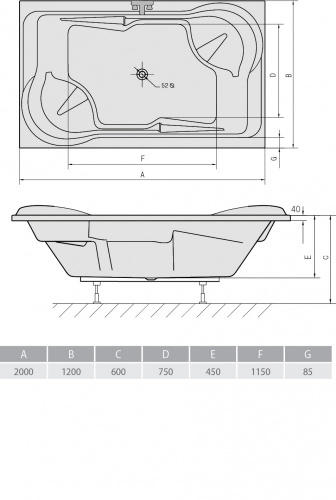 Акриловая ванна ALPEN Duo 200 фото 3