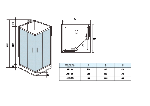 Душевые кабины WeltWasser LAINE 1001 1000х1000х2170 мм фото 9