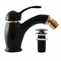 L045.5KCMATZ LABE - смеситель для биде, донный клапан металл, ЦВЕТ ЧЕРНЫЙ МАТОВЫЙ/ЗОЛОТО RAV Slezak