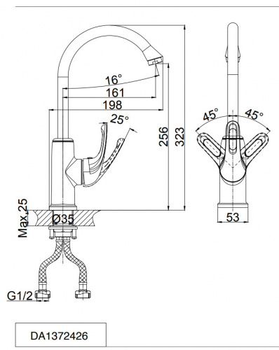 Смеситель для кухни D&K Rhein.Eucharius (DA1372426) высокий белый фото 2
