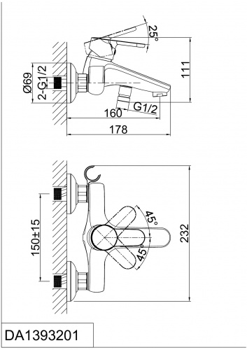 Смеситель для ванны D&K Rhein Marx (DA1393201) фото 7