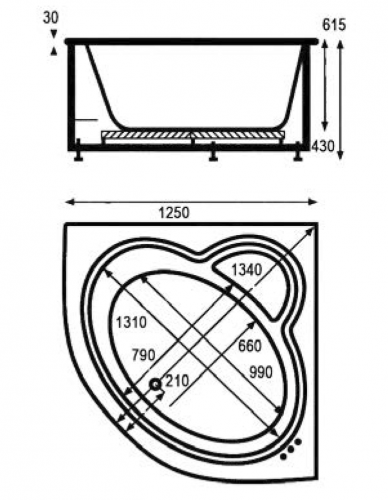  Акриловая ванна VAGNERPLAST  CATALINA 1460х1460х450 см. фото 4