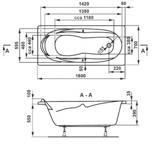 Акриловая ванна VAGNERPLAST  KLEOPATRA 1600х700х390 см. фото 4
