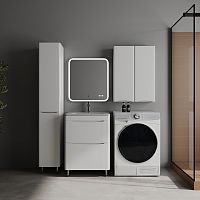 Тумба напольная STYLELINE "Бергамо мини 60" (2 ящ.) Люкс Плюс антискрейтч белый глянец с раковиной Каре Люкс МИНИ 600х350