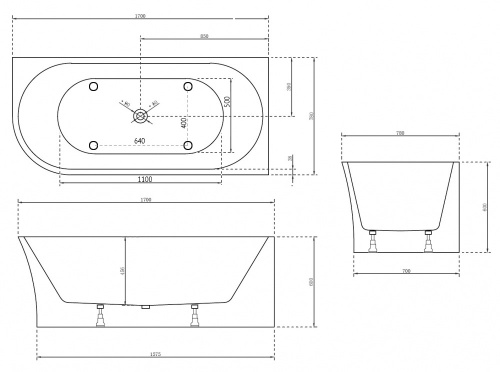 Акриловая ванна ABBER AB9257-1.7 R фото 5