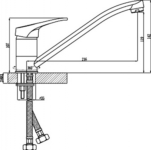 Смеситель для кухонной мойки Rossinka B (B35-21U) фото 2