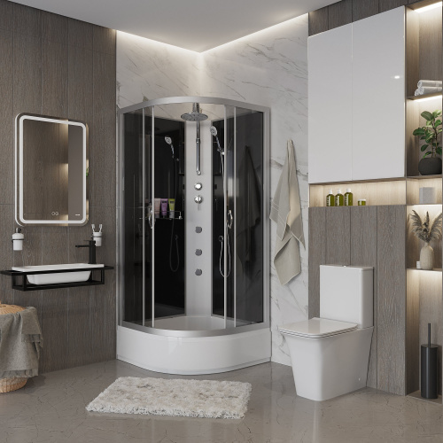 Душевая кабина Niagara. NG-3502-14BKTG (1000х1000х2100-2400) средний поддон(26см) стекло ТОНИРОВАННОЕ 4 места фото 2