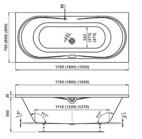 Акриловая ванна VAGNERPLAST BRIANA 1700x750x430 см. фото 4