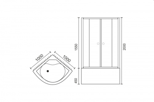Душевой угол Royal Bath RB 100BK-C (матовое) фото 4