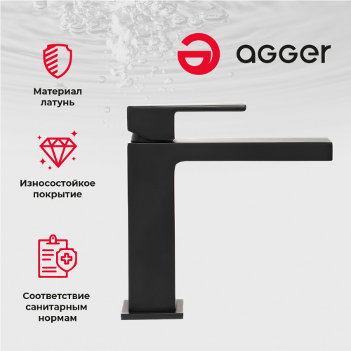 Agger Great A2802144 Однозахватный смеситель для раковины, черный фото 10
