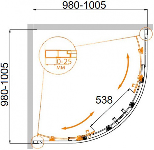 Душевой уголок CEZARES MOLVENO-R-2-100-P-Cr фото 2