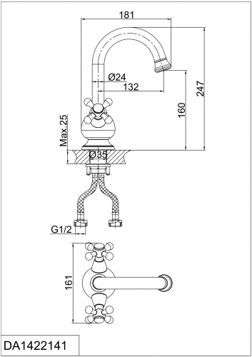 Смеситель для раковины D&K Hessen Hercules (DA1422141) фото 2