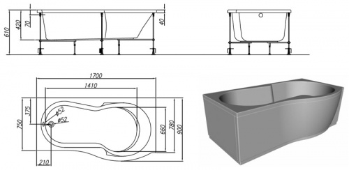 Ванна акриловая Kolpa San Arabela L/R фото 2