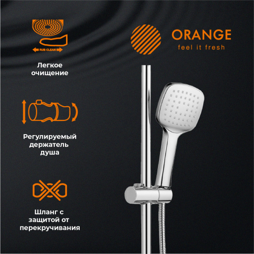 Душевая система Orange Plito M16-933cr смеситель с изливом, хром фото 13