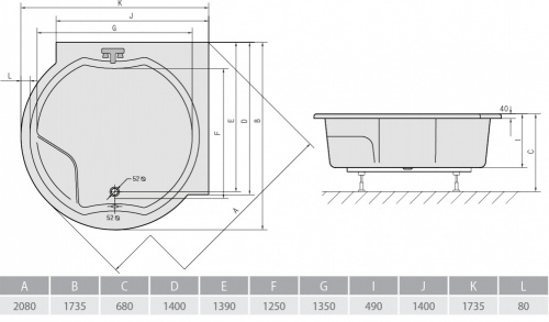 Акриловая ванна ALPEN Royal Corner 173 фото 3