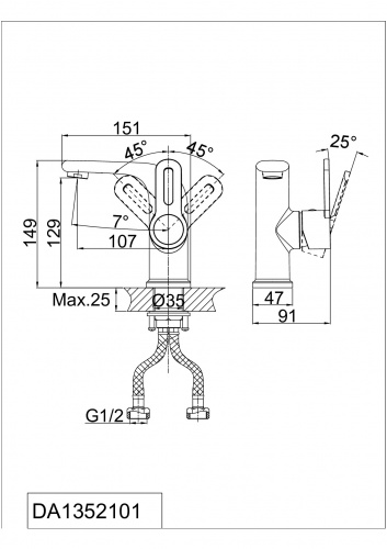 Смеситель для раковины D&K Rhein Paulinus (DA1352101) фото 7