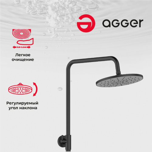 Душевая система Agger Thermo A2451244 с термостатом, черный матовый фото 17