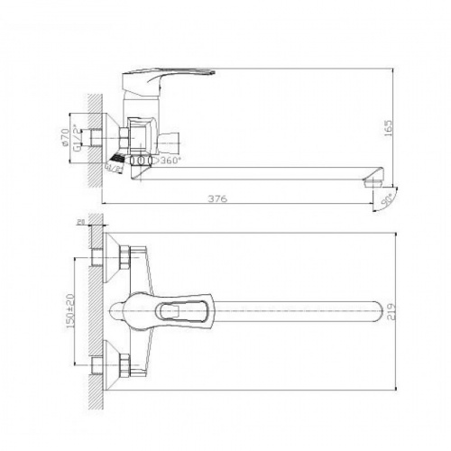 Смеситель для ванны Rossinka T (T40-32) фото 2