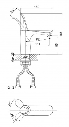 Смеситель для раковины D&K Venice Baciano (DA1032156) фото 2