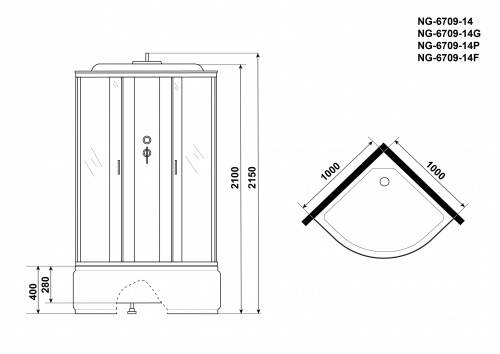 Душевая кабина Niagara NG-6709-14 (1000х1000х2150) фото 4