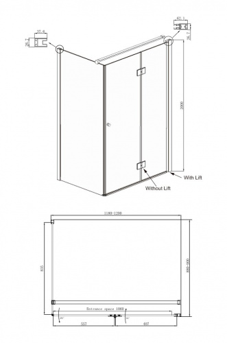 Душевое ограждение Ambassador Diamond 12011108R (1200x900x2000), 1 место фото 10