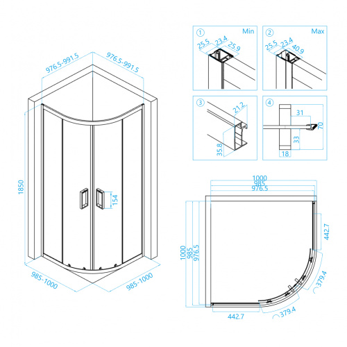 Душевой уголок RGW CL-54B Прозрачное 1000x1000 фото 7