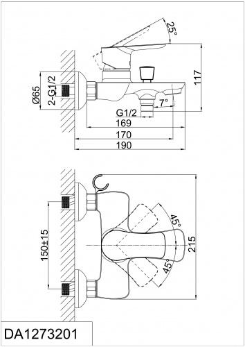 Смеситель для ванны D&K Rhein Reisling (DA1273201) фото 2