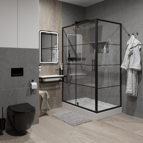 Душевое ограждение Niagara NG-0220-08 BLACK (1200х800х1900) прямоугольник, дверь распашная, 1 место фото 3