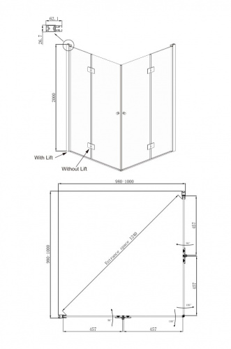 Душевое ограждение Ambassador Diamond 12011110 (1000x1000x2000), 1 место фото 10