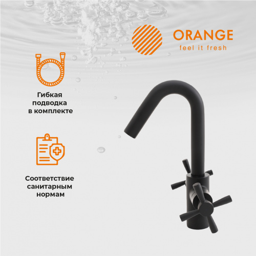 Смеситель для раковины Orange Mia M34-011b черный фото 10
