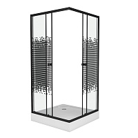Душ. уголок NG- 008-14Q BLACK (800х800х1950) низкий поддон(13см) стекло МОЗАИКА 2 места