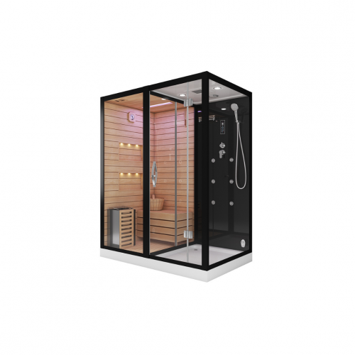 Комбинированная сауна 2в1 Ceruttispa ALBANO Nero-L Black 1800x1100x2230 фото 4