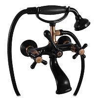 MK159.5/2CMATSM MORAVA RETRO - смеситель классический для ванны с душем, ЦВЕТ ЧЕРНЫЙ МАТОВЫЙ/БРОНЗА RAV Slezak