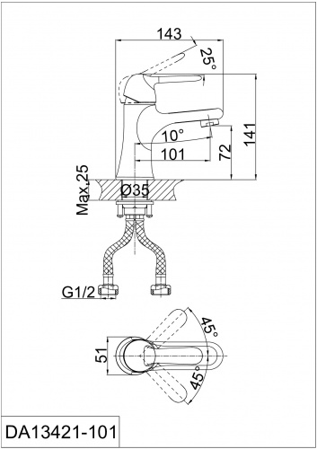 Смеситель для раковины D&K Rhein Ambrosius (DA1342141) фото 7
