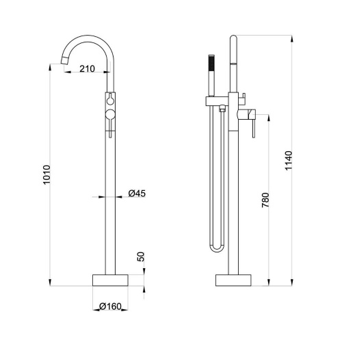 Смеситель для ванны/душа Orange Steel M99-336cr напольный фото 2
