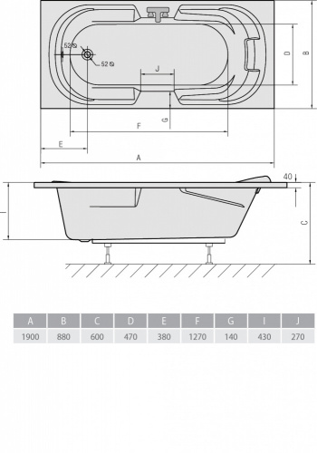 Акриловая ванна ALPEN Kaila 190 фото 3