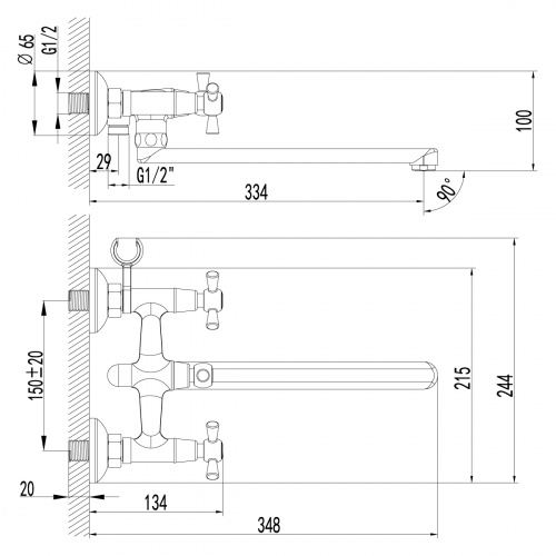 Смеситель для ванны Lemark Contour (LM7451C) фото 3 Смеситель для ванны Lemark Contour (LM7451C) фото 3
