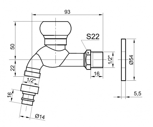 Сливной кран BRONZE DE LUXE (насадка "под шланг") (21982/2) фото 2