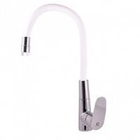 AM719.5/11B AMUR - смеситель кухонный, аэоратор на 2 положения (излив-душ), ХРОМ/БЕЛЫЙ 500 мм. RAV Slezak