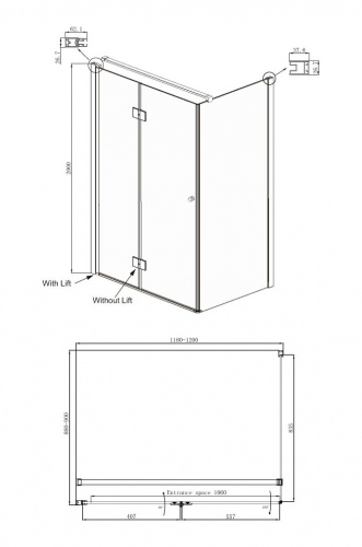 Душевое ограждение Ambassador Diamond 12011108L (1200x900x2000), 1 место фото 10