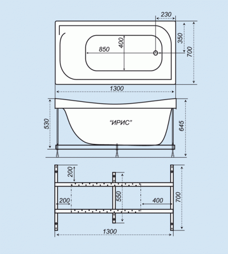 Акриловая ванна Тритон Ирис (130х70) фото 3